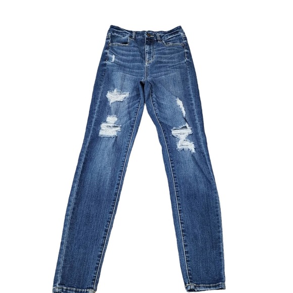American Eagle Outfitters Denim - American eagle distressed women's size 4 curvy super hi rise jeggings